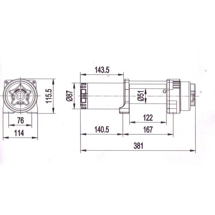 Лебедка электрическая ATV и SUV СТОКРАТ QX 6.0 LS, 12V, 2.1 h.p. с синтетическим тросом и удлиненным стальным барабаном