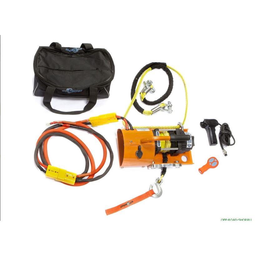 Лебедка электрическая переносная для Кроссоверов (SUV) и снегоходов СТОКРАТ SN 6.0 S 12V с синтетическим тросом