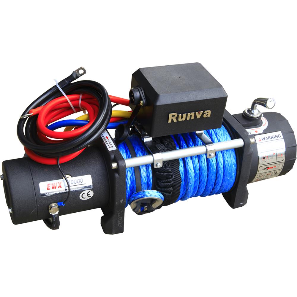 Лебёдка электрическая 12V Runva 10000 lbs 4500 кг (синтетический трос)