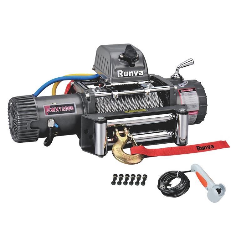 Лебёдка электрическая 12V Runva 12000 lbs 5700 кг (стальной трос)