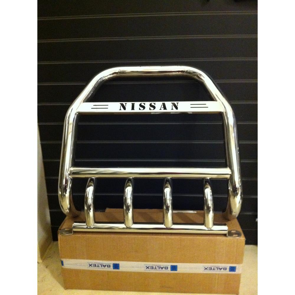 Передняя защита-кенгурин 60 мм с логотипом "NISSAN", полир. нерж. сталь. Nissan NP300 2008+